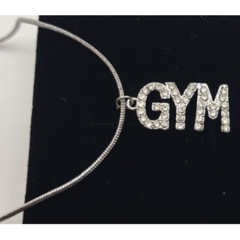 Silver-colored GYM pendant with rhinestones.